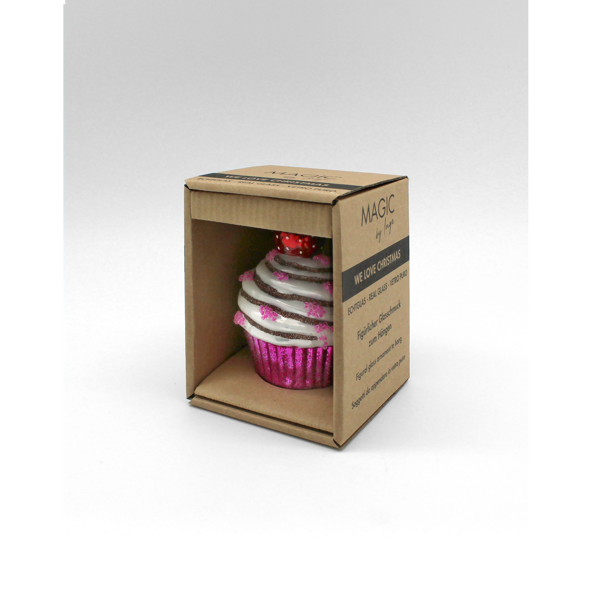Christbaumschmuck Muffin pink/weiß 9,5 cm + product picture