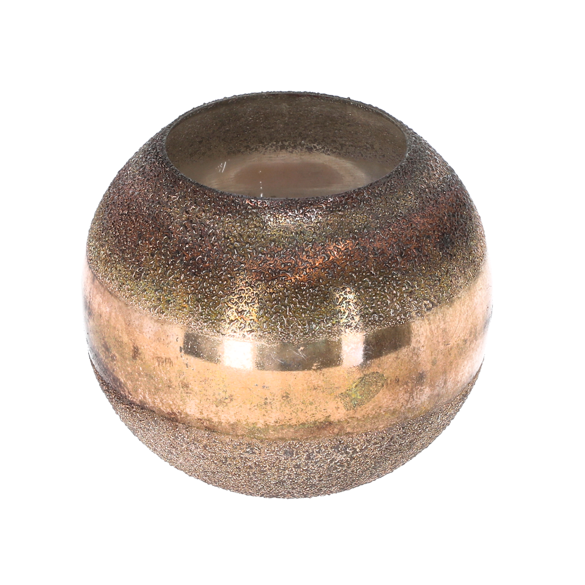 Teelichthalter altrosa/goldfarben 15 cm