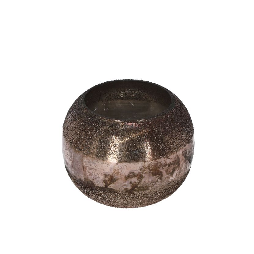 Teelichthalter altrosa/goldfarben 11 cm