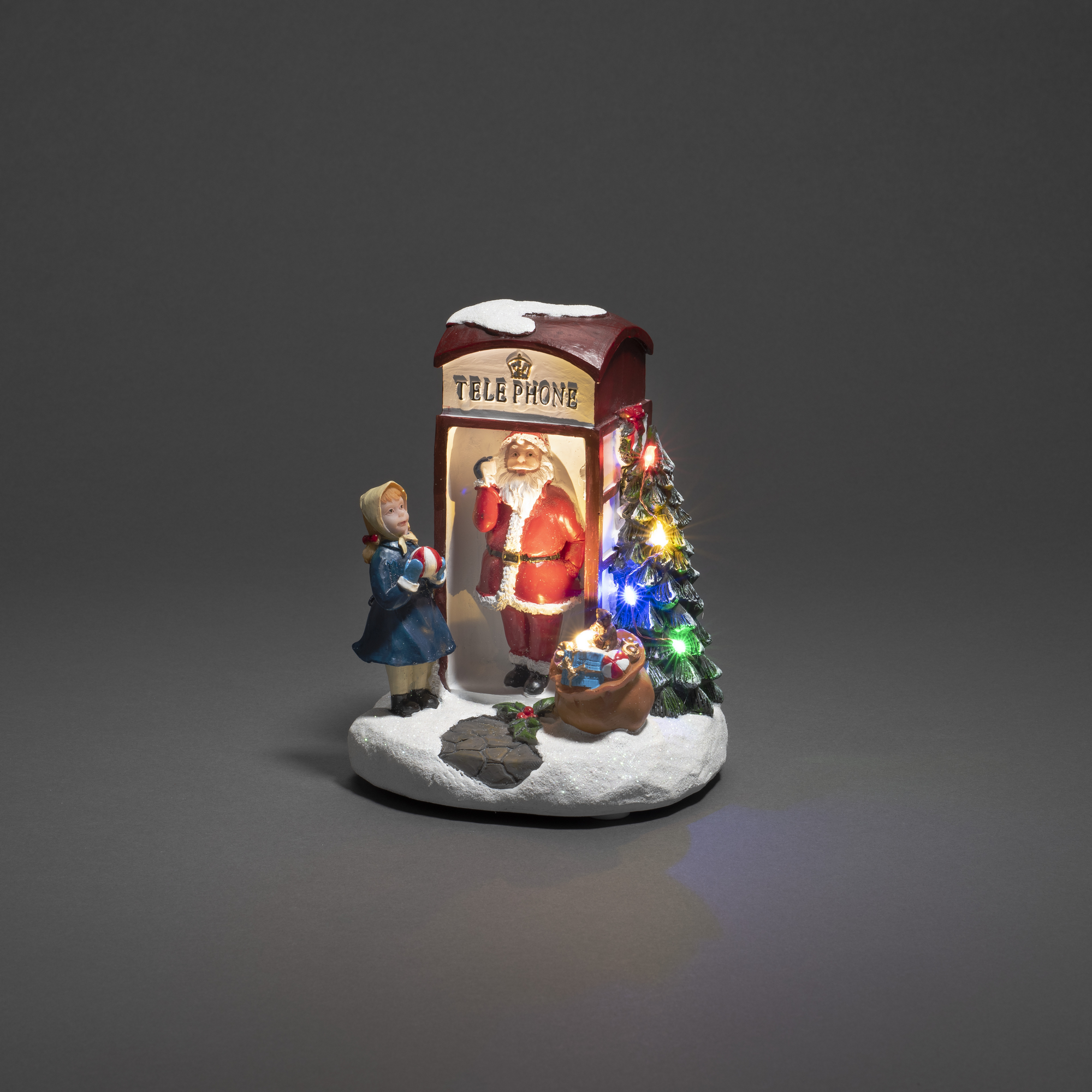 LED-Szenerie 'Weihnachtsmann in Telefonzelle' 5 LEDs bunt 12,5 x 16,5 cm + product picture