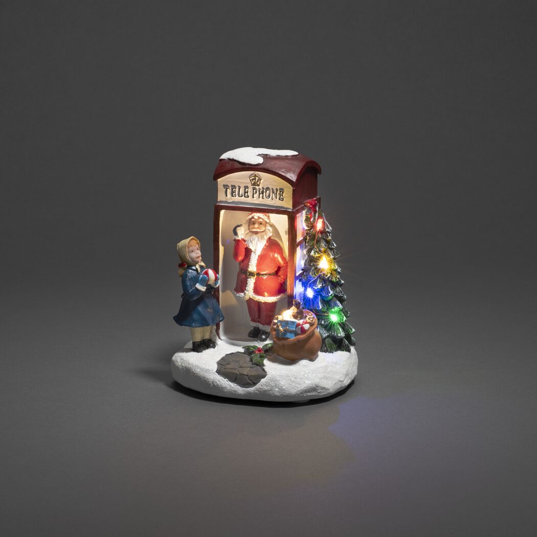 Weihnachtsfigur LED Szenerie mit Weihnachtsmann in Telefonzelle
