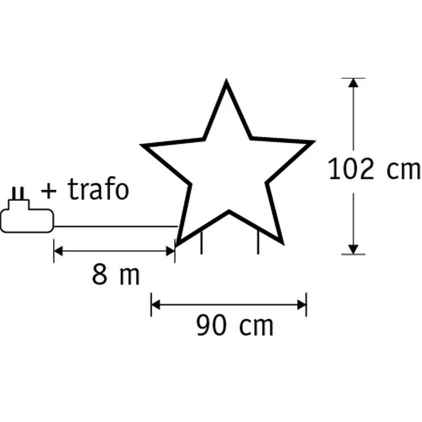 Leuchtender Gartenstecker Stern, 102 cm hoch, 90 cm breit, 8 m Zuleitung