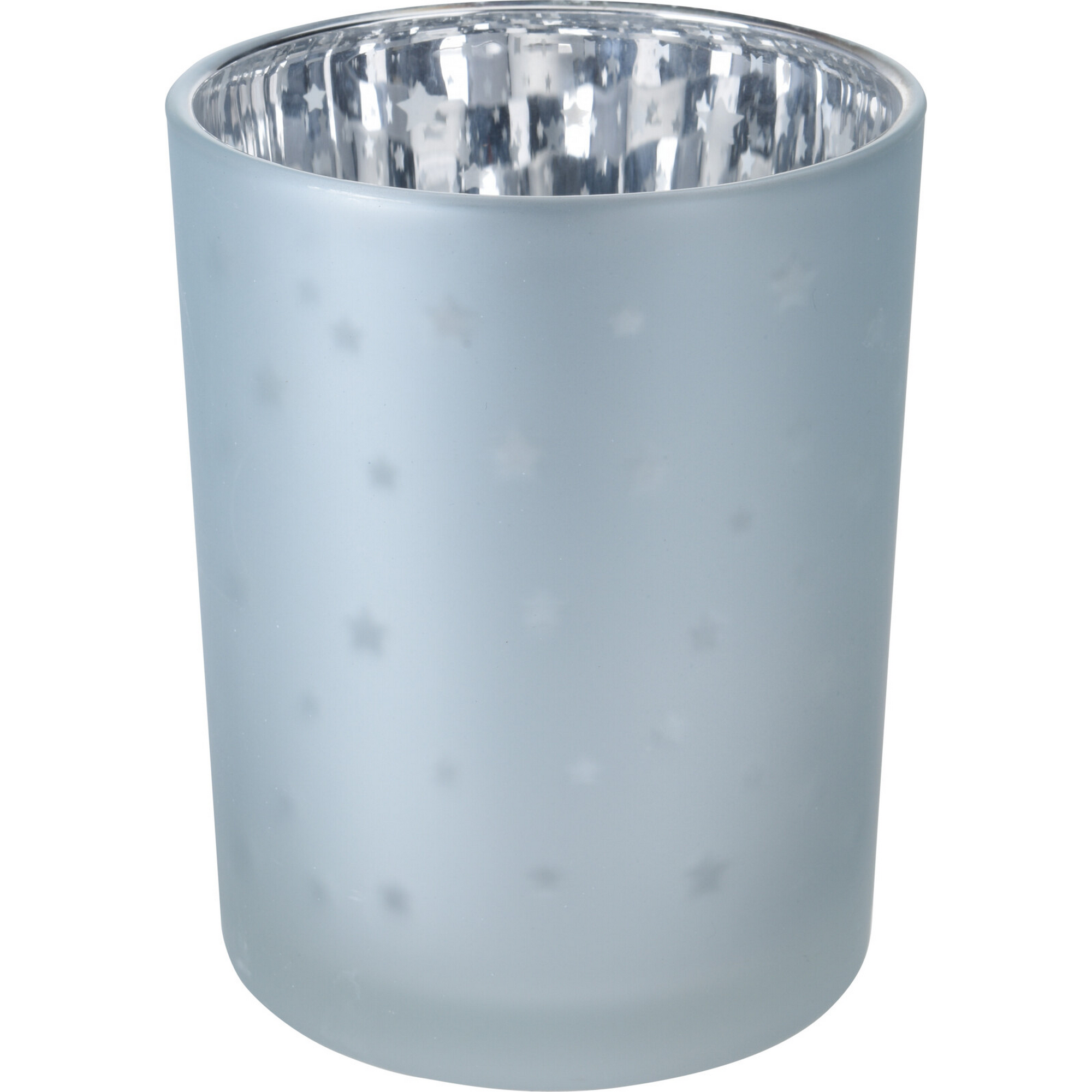 Teelichthalter braun/weiß/hellblau 12 cm, 3 Farben sortiert + product picture
