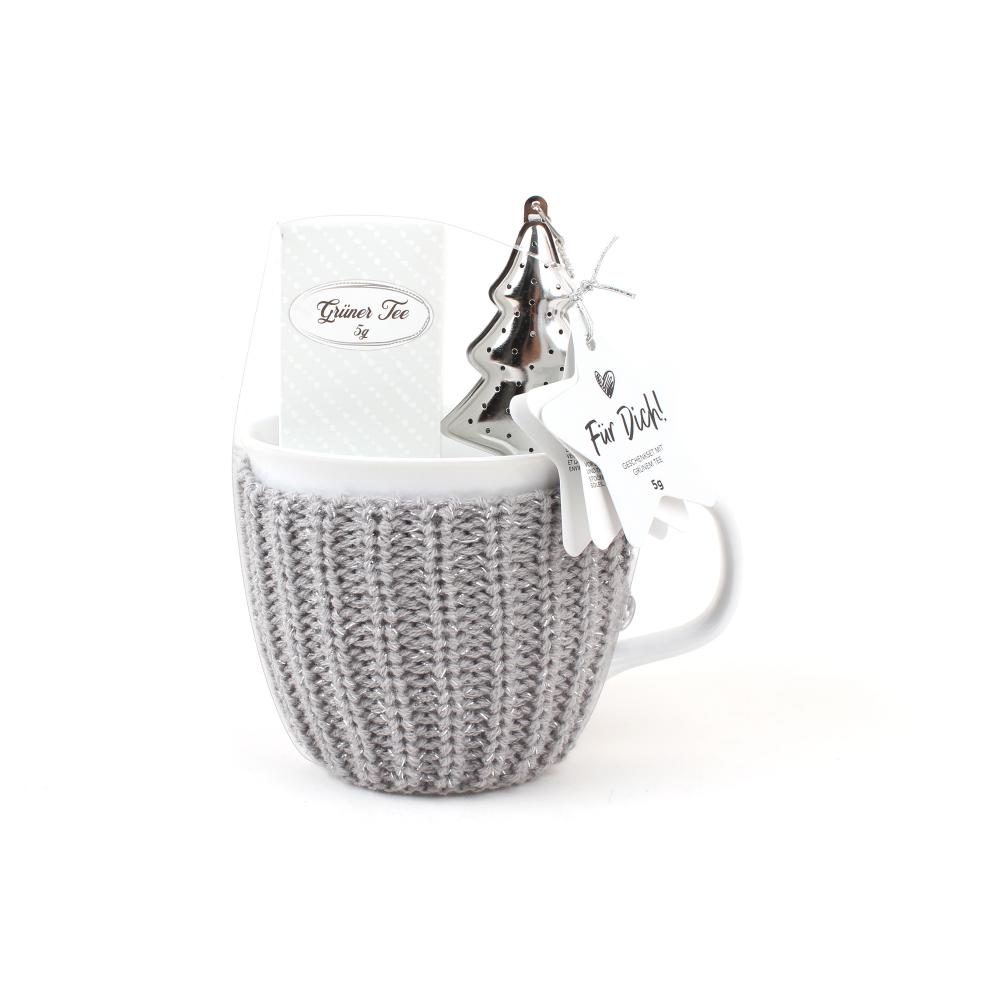 Geschenk-Set Strick-Tasse mit Grünem Tee 5 g + product picture