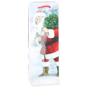 Geschenktasche für Flaschen Santa bunt 12 x 35 x 8,5 cm