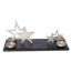 Verkleinertes Bild von Kerzentablett Sterne Mangoholz/Aluminium 53 x 23 x 22 cm