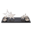 Verkleinertes Bild von Kerzentablett Sterne Mangoholz/Aluminium 53 x 23 x 22 cm