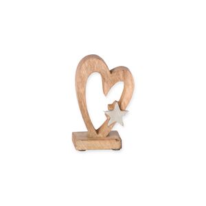 Dekofigur Herz Mangoholz/Aluminium braun/silbern 10 x 15 x 5 cm