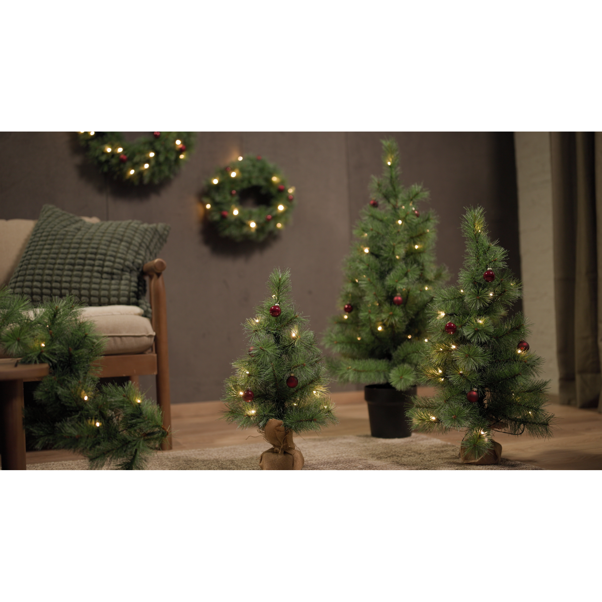 Künstlicher Weihnachtsbaum 'Jasper' grün 90 cm mit LED-Beleuchtung