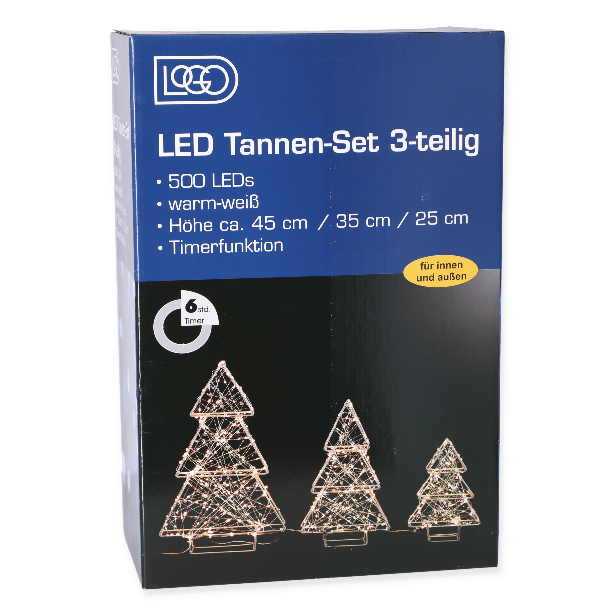 LED-Dekofigur Tanne 500 LEDs warmweiß 45 cm 3 Stück + product picture