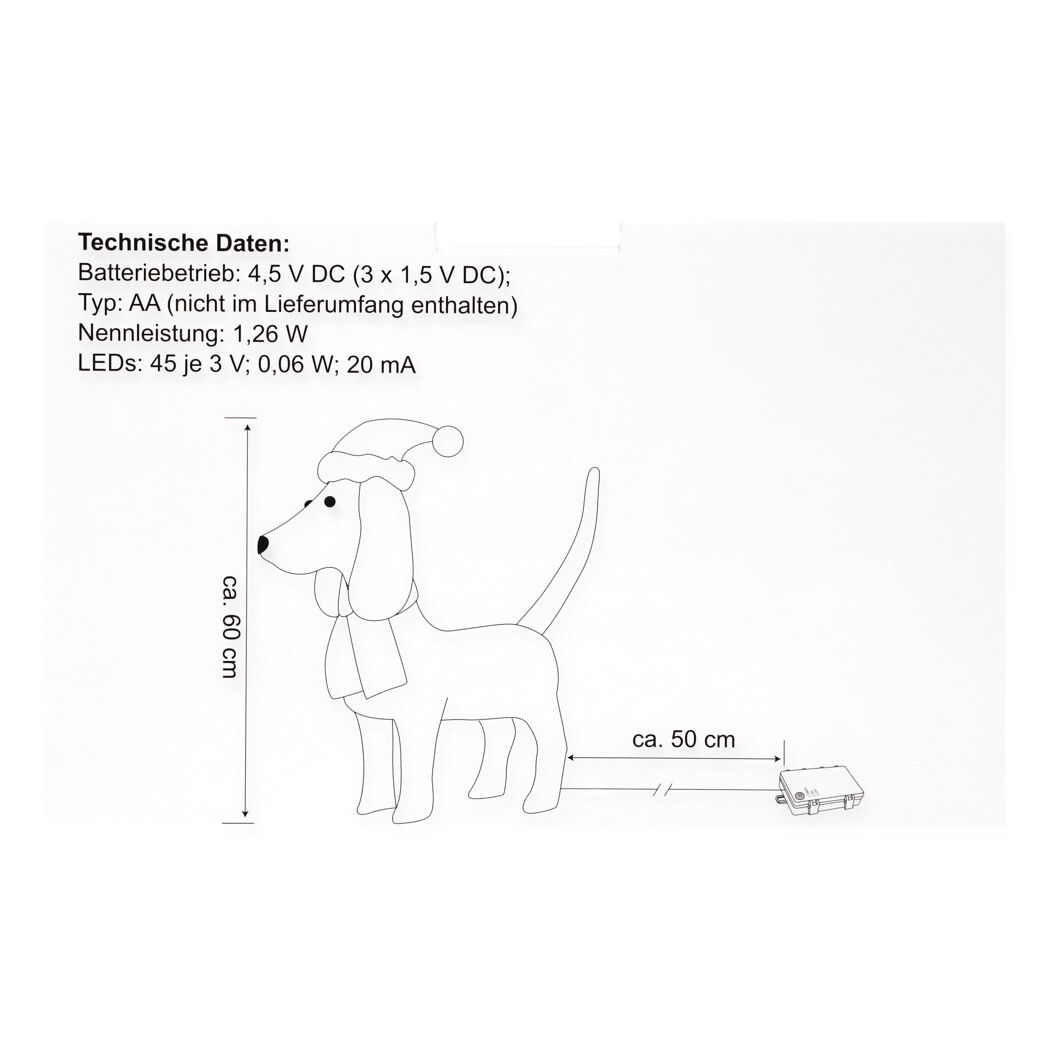 LED-Dekofigur Hund 30 LEDs warmweiß 60 cm