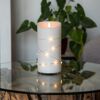 LED Kerze cremefarben, 20 cm hoch, mit Lichterkette