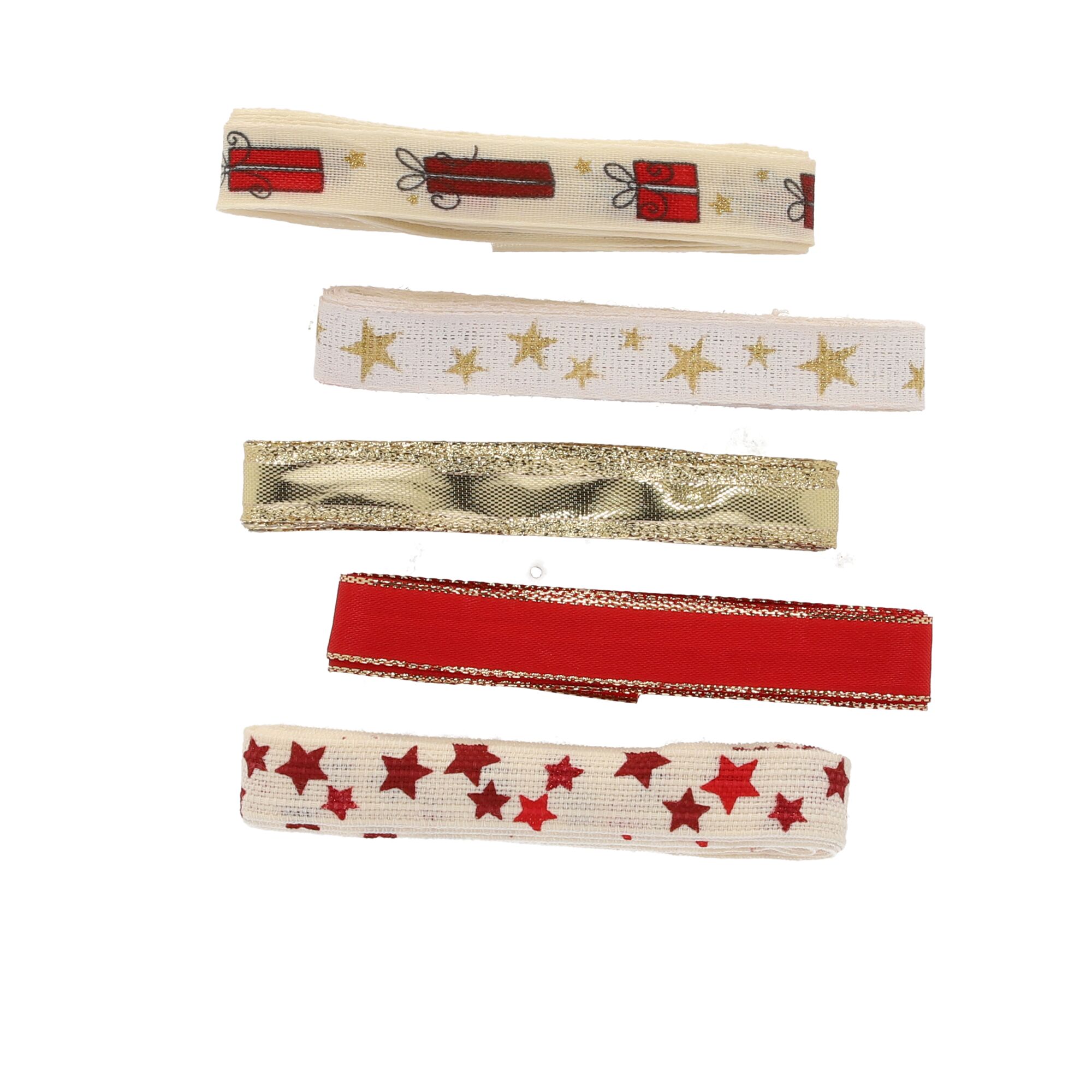 Vier verschiedene Geschenkbänder nebeneinander