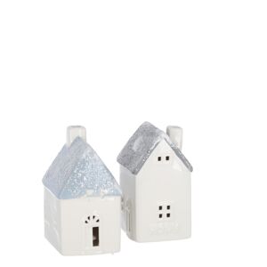 LED-Dekohaus grau/blau 12 cm