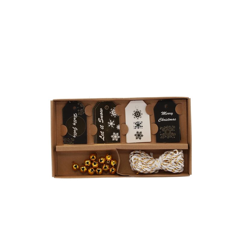 Geschenkanhänger, Glocken und Kordel in Geschenkbox