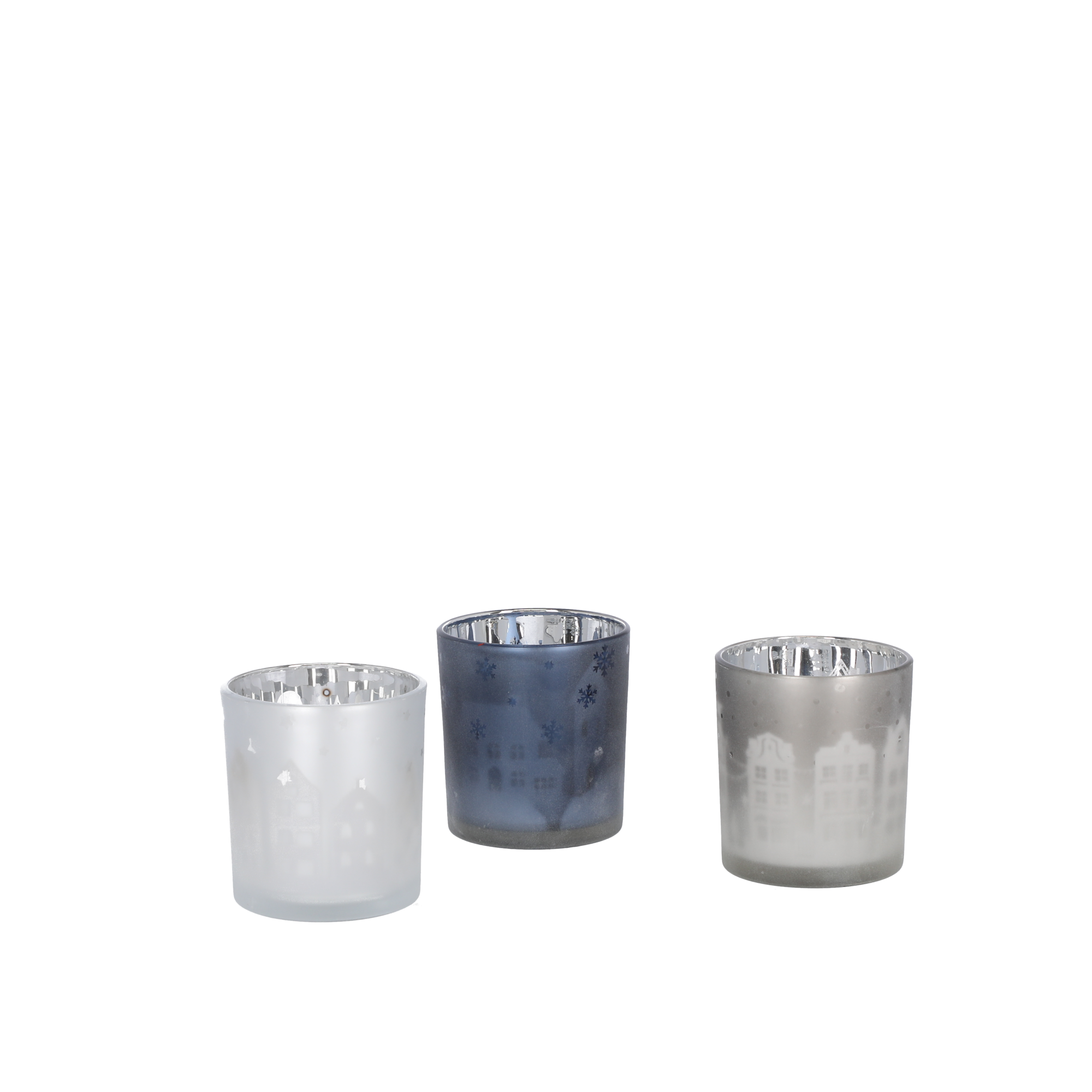 Teelichthalter grau/blau/weiß 8 cm + product picture