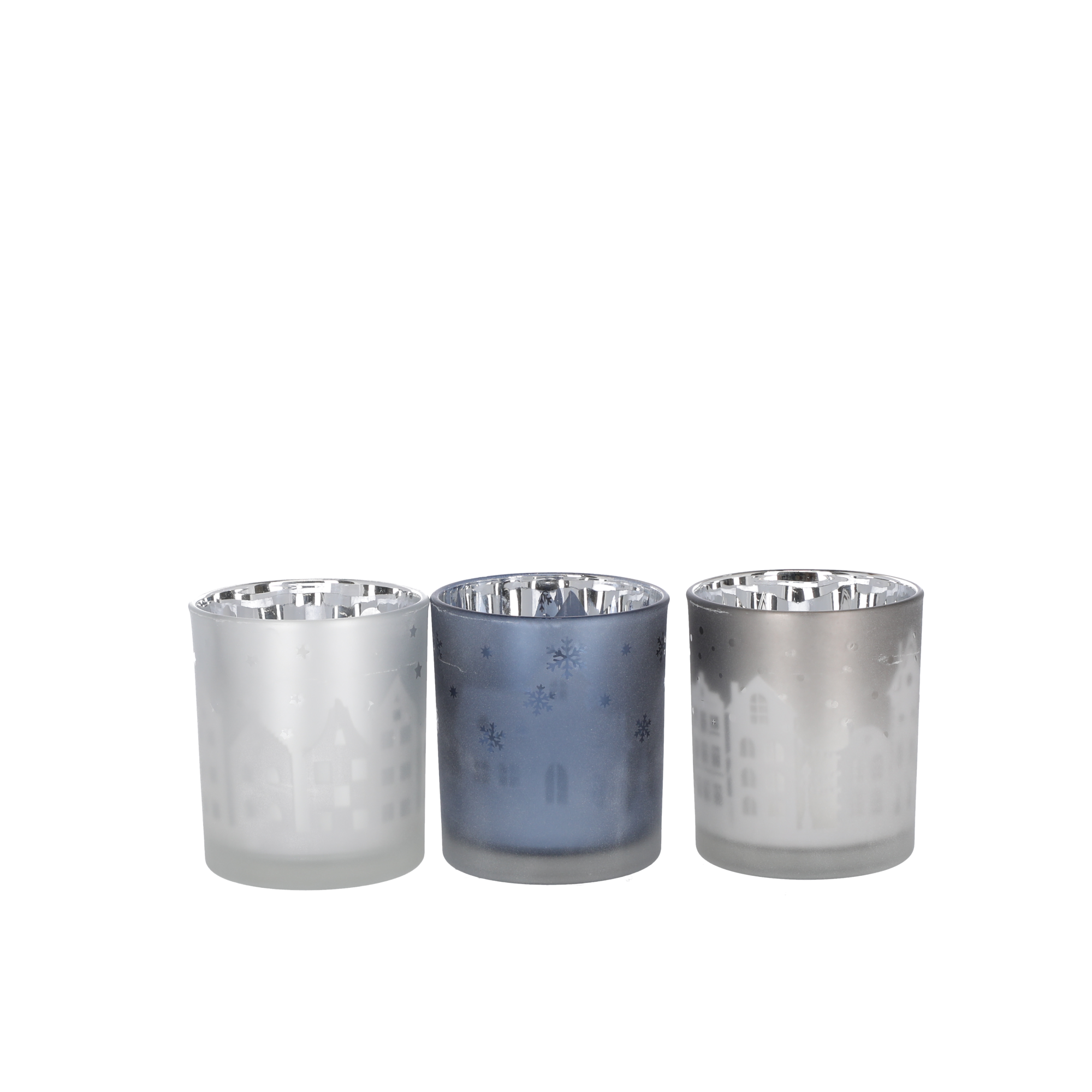 Teelichthalter grau/blau/weiß 10 cm + product picture