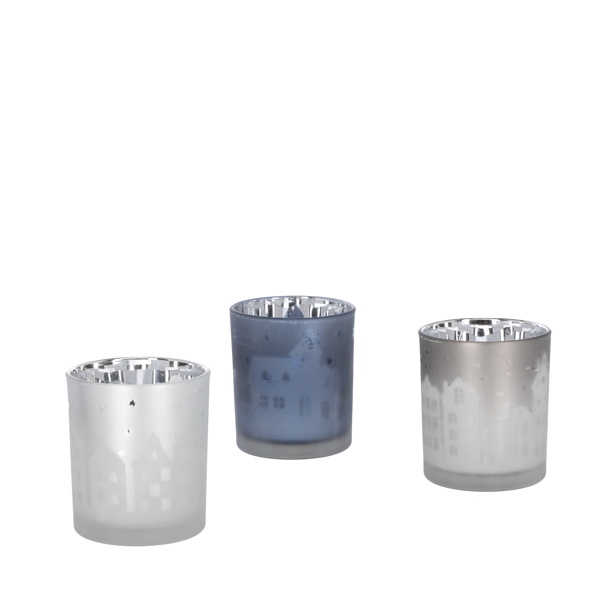 Teelichthalter grau/blau/weiß 10 cm + product picture