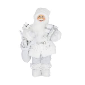 Dekofigur 'Weihnachtsmann' weiß/silberfarben 37 cm
