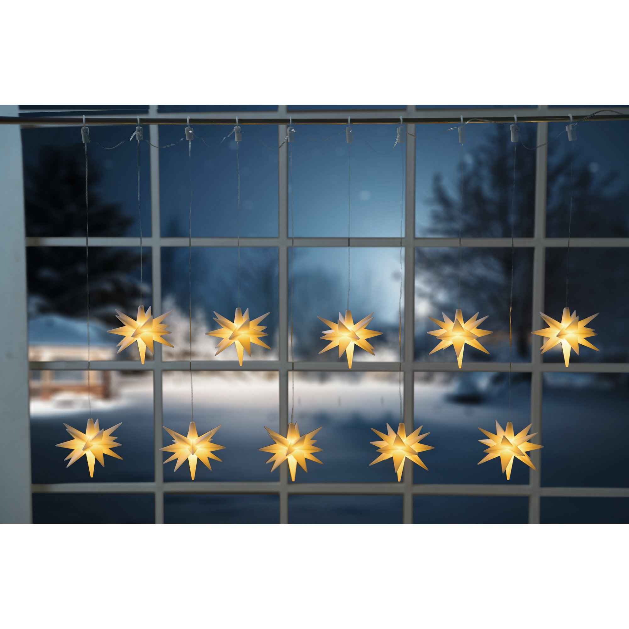 LED-Lichtervorhang 'Sterne' 10 LEDs batteriebetrieben 135 x 30 cm