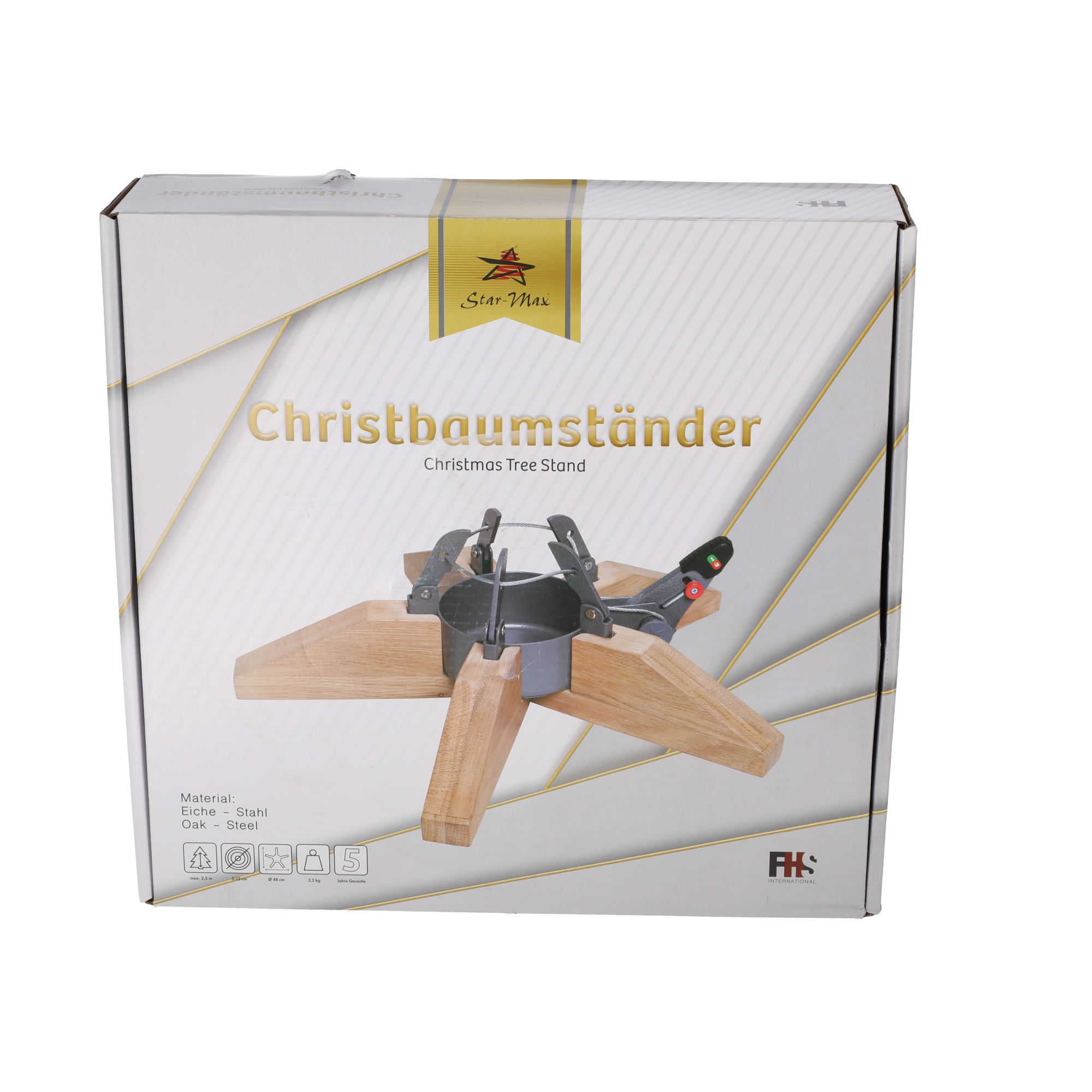 Christbaumständer 'Alpen' eiche/schwarz für Bäume bis 2,5 m + product picture