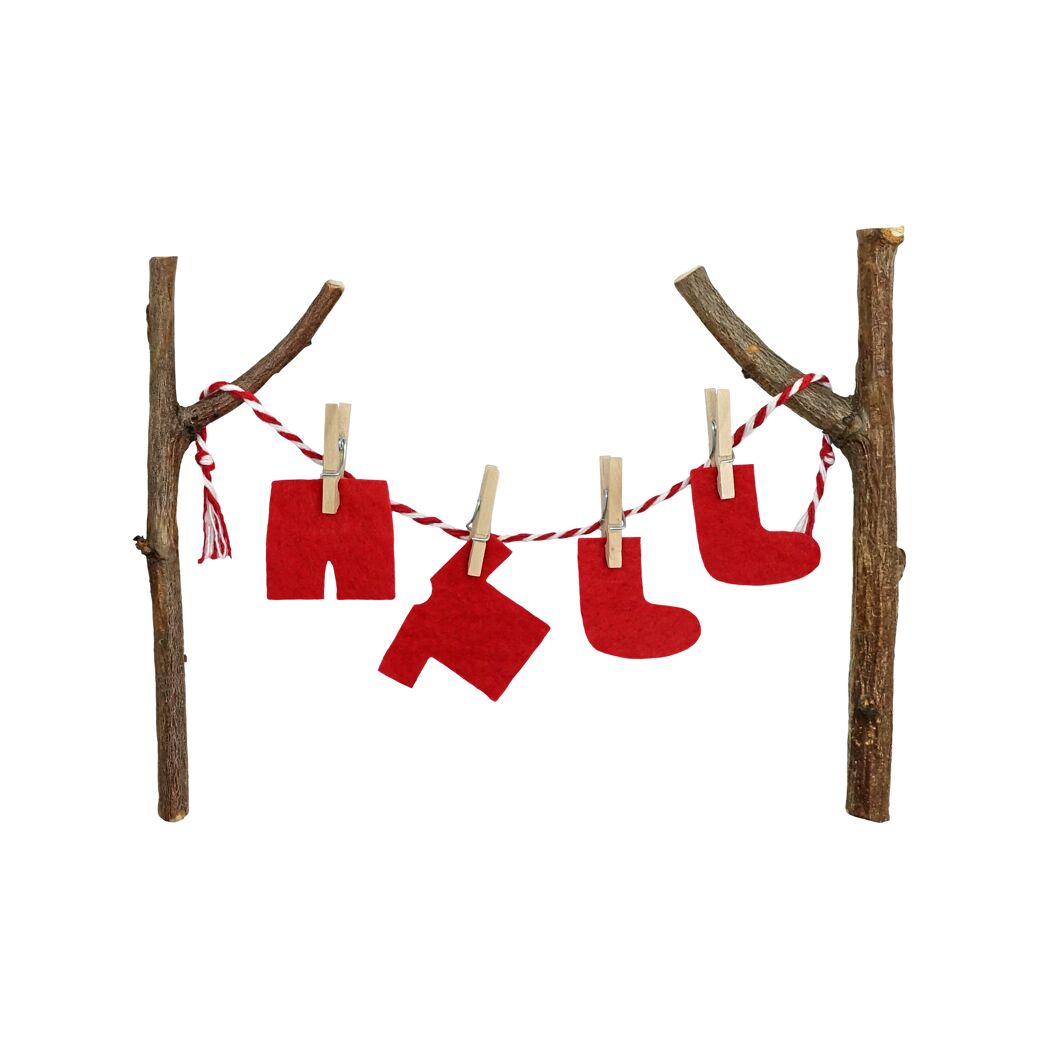 Weihnachtswichtel-Dekoration Wäscheleine