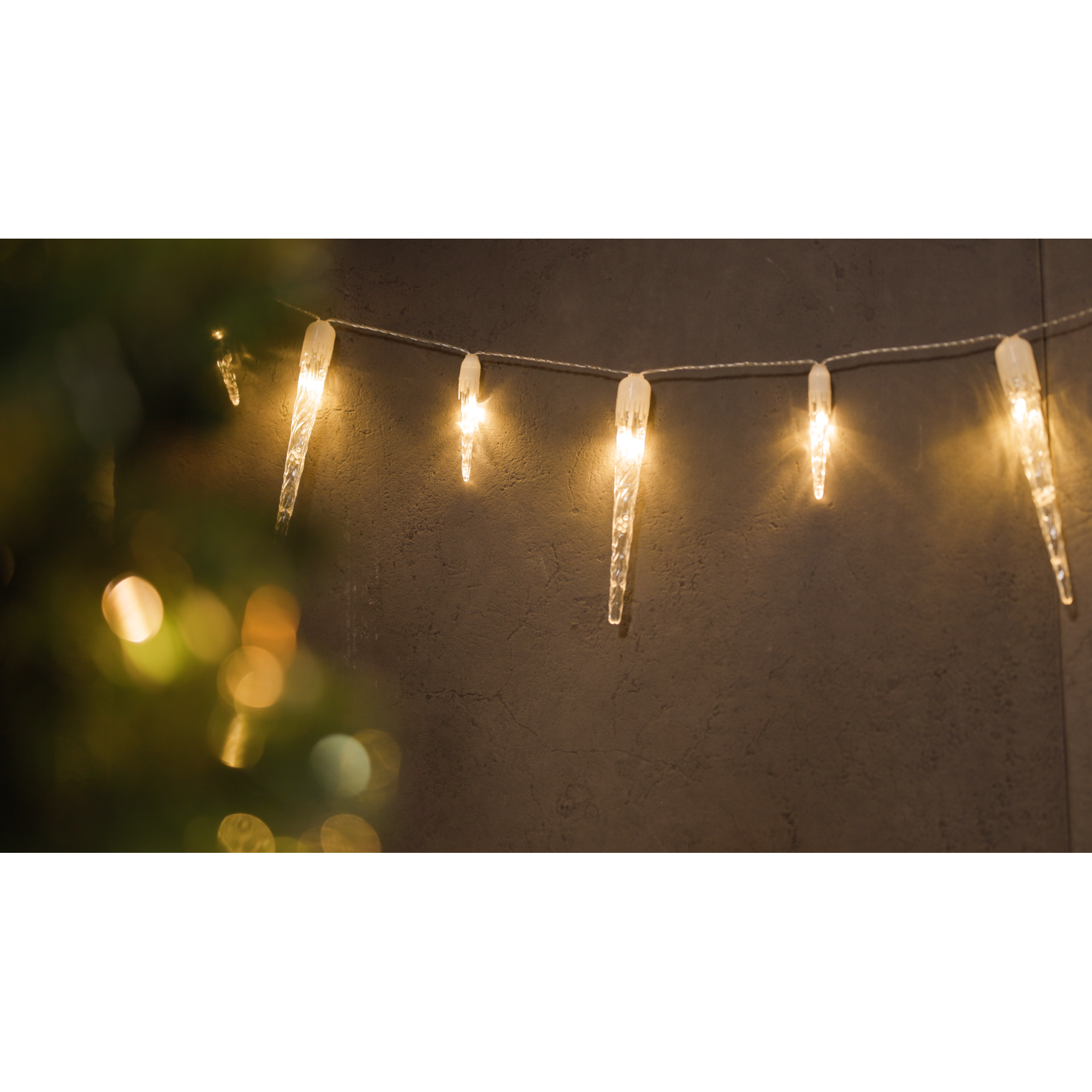 LED-Lichtervorhang Eiszapfen 32 LEDs warmweiß 470 cm