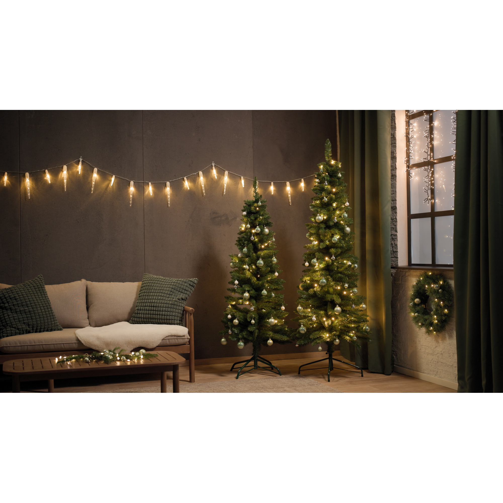 LED-Lichtervorhang Eiszapfen 32 LEDs warmweiß 470 cm