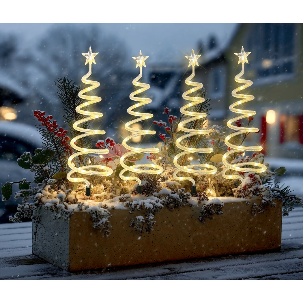 LED-Spiralbaum-Set 80 LED 50 cm 4 Stück