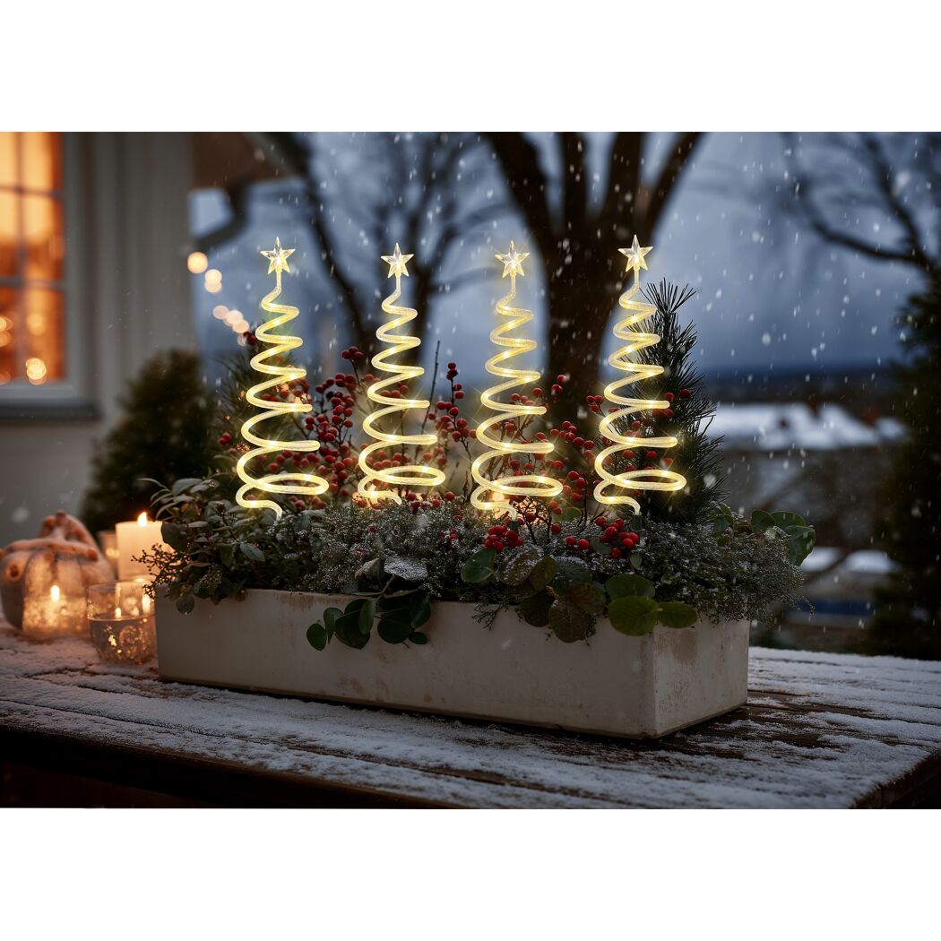 LED-Spiralbaum-Set 80 LED 50 cm 4 Stück