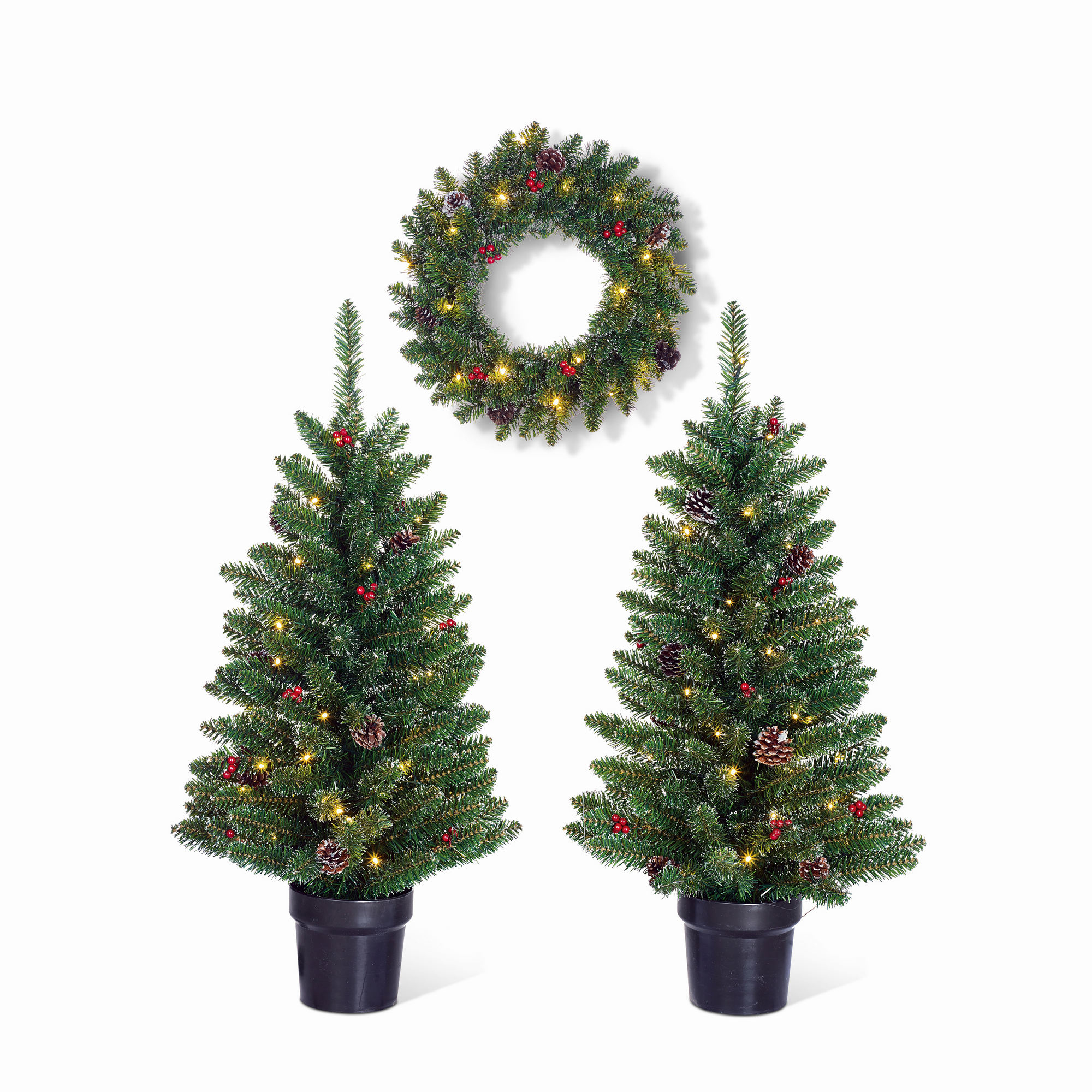 Künstliches Weihnachtsbaum-Set mit Kranz + product picture