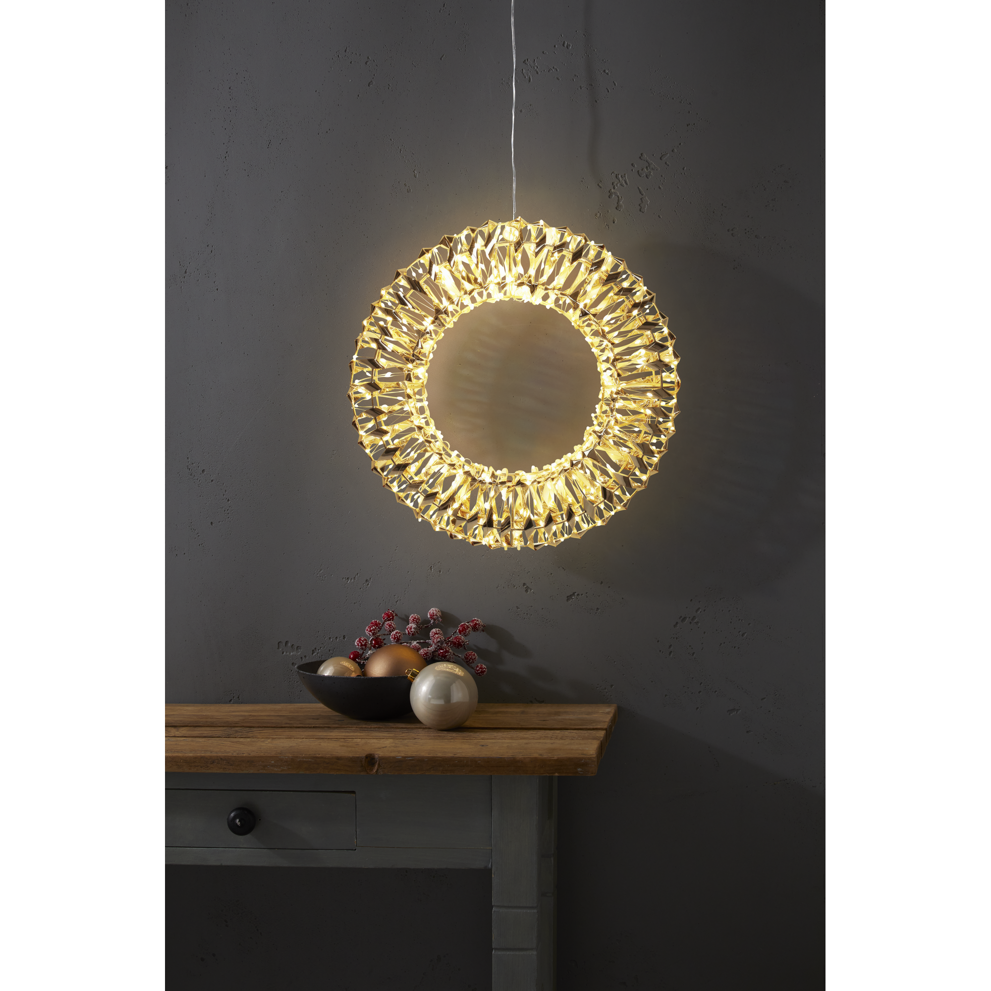 LED-Metallkranz warmweiß 8 x 38 x 38 cm