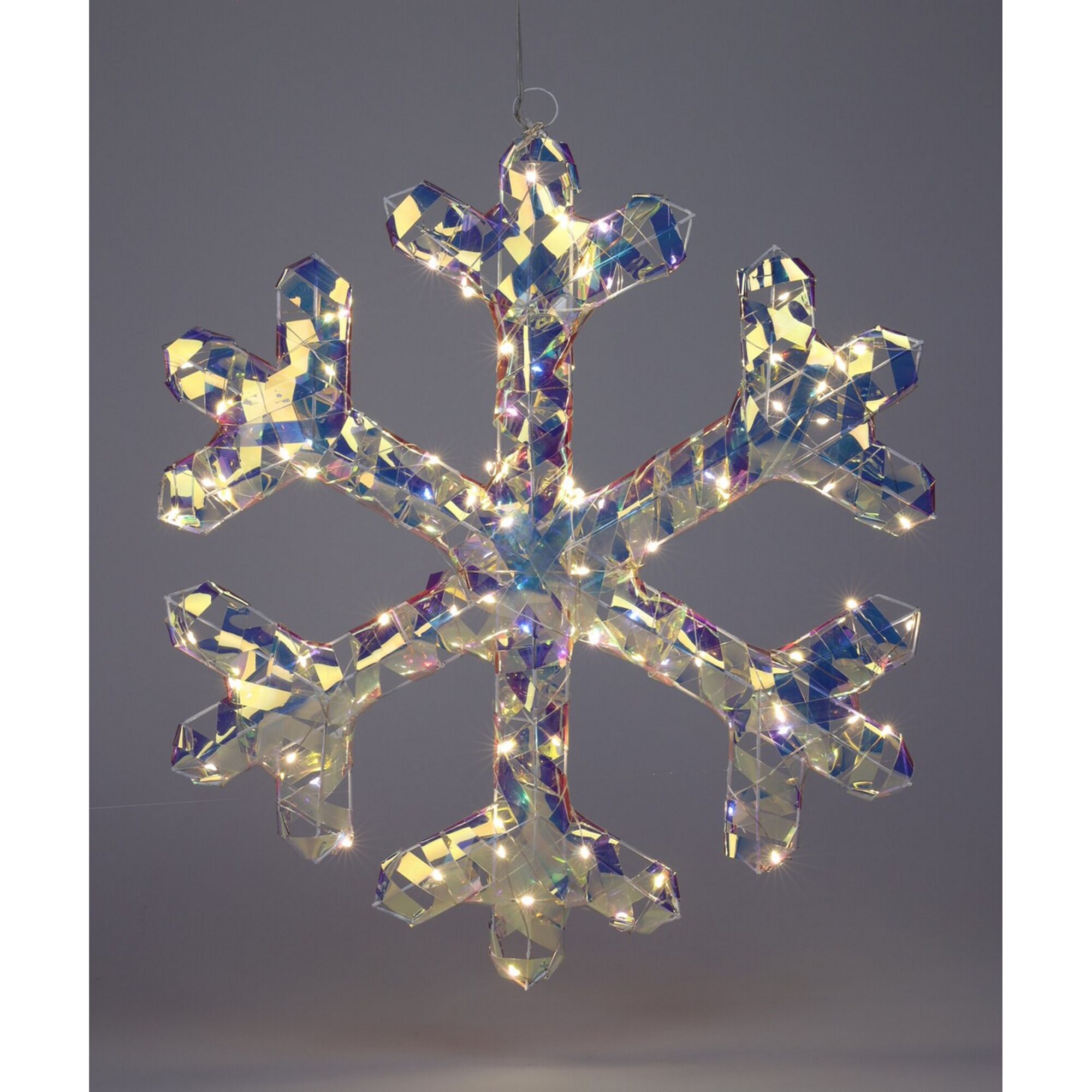Hängende Schneeflocke aus Glas mit LED Beleuchtung