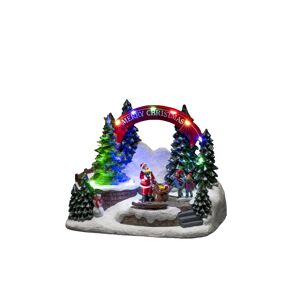 LED-Szenerie 'Santa und Kinder' 11 LEDs bunt 19 x 14,5 x 13 cm