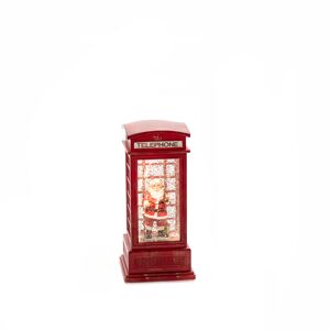 LED-Wasserlaterne 'Telefonzelle mit Weihnachtsmann' 1 LED rot 9,5 x 20 x 9,5 cm