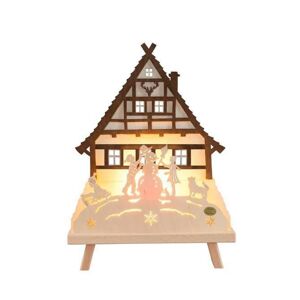 LED-Holzszenerie Waldhaus naturfarben 30 x 41 x 6 cm