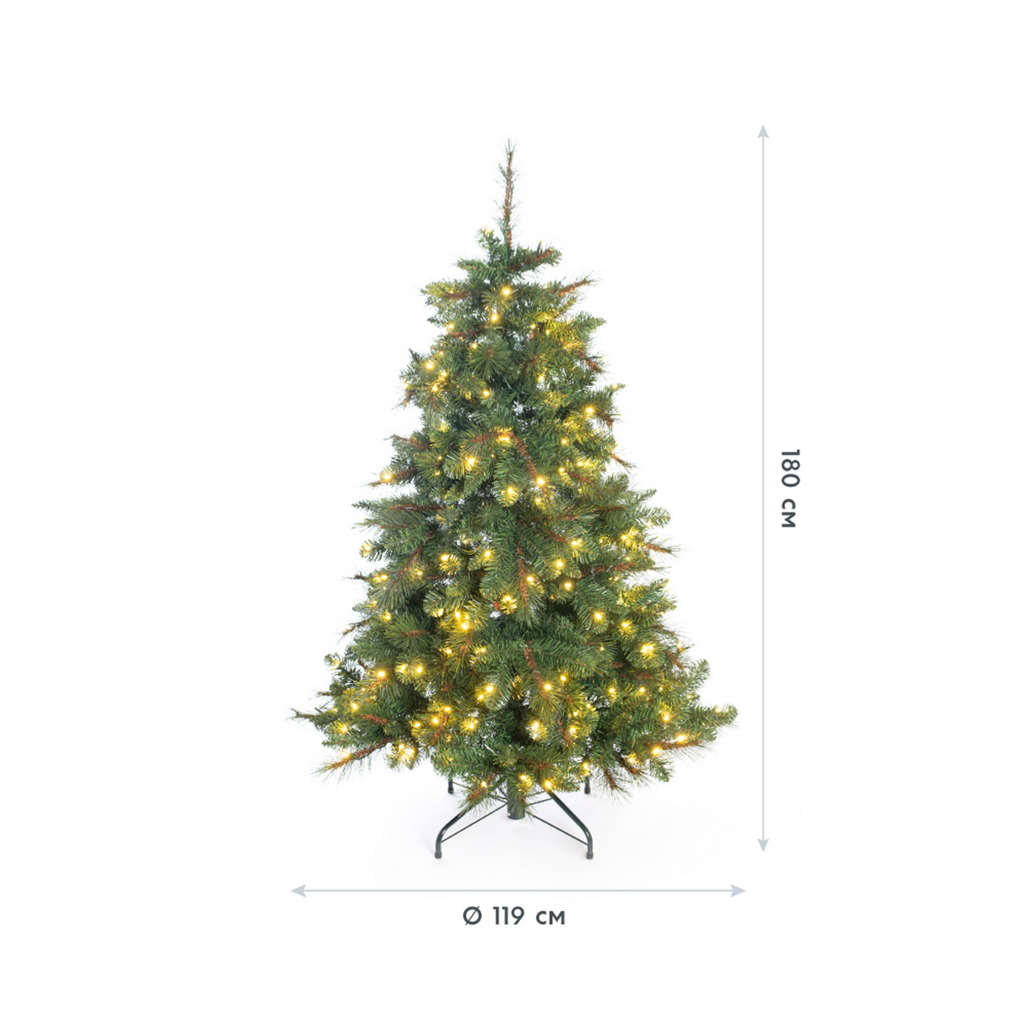 Künstlicher Weihnachtsbaum 'Mesa' Fichte mit 350 LEDs in warmweiß, Fernbedienung, Ständer Ø 119 x 180 cm