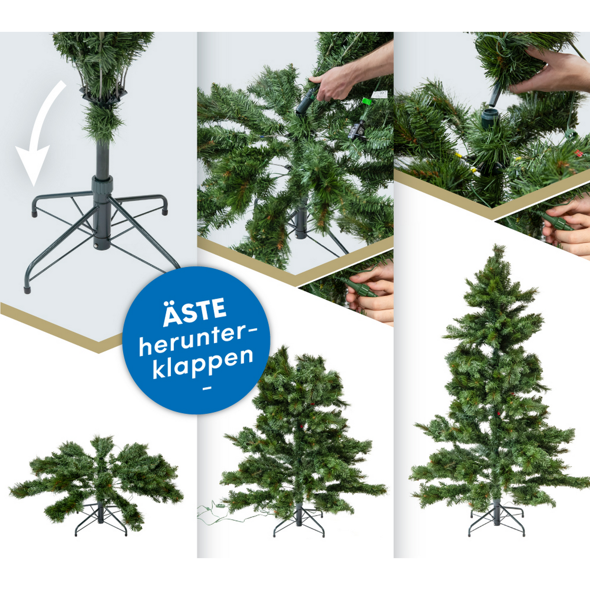 Künstlicher Weihnachtsbaum 'Mesa' Fichte mit 350 LEDs in warmweiß, Fernbedienung, Ständer Ø 119 x 180 cm