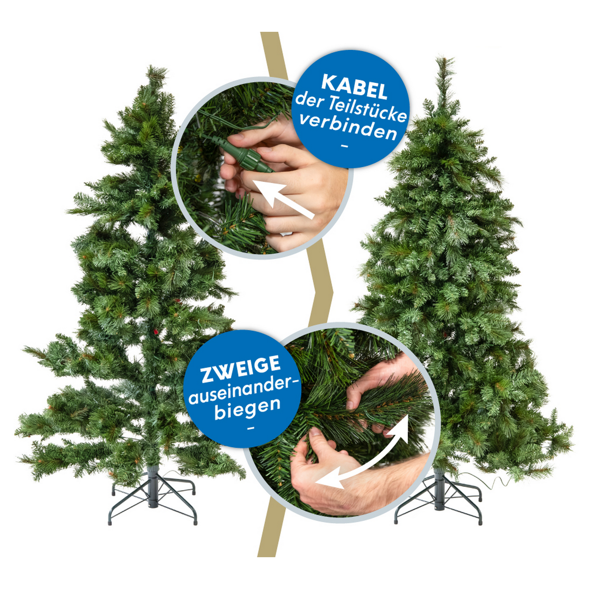 Künstlicher Weihnachtsbaum 'Mesa' Fichte mit 350 LEDs in warmweiß, Fernbedienung, Ständer Ø 119 x 180 cm