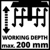 Maximale Arbeitstiefe von 200 mm