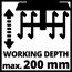 Maximale Arbeitstiefe von 200 mm