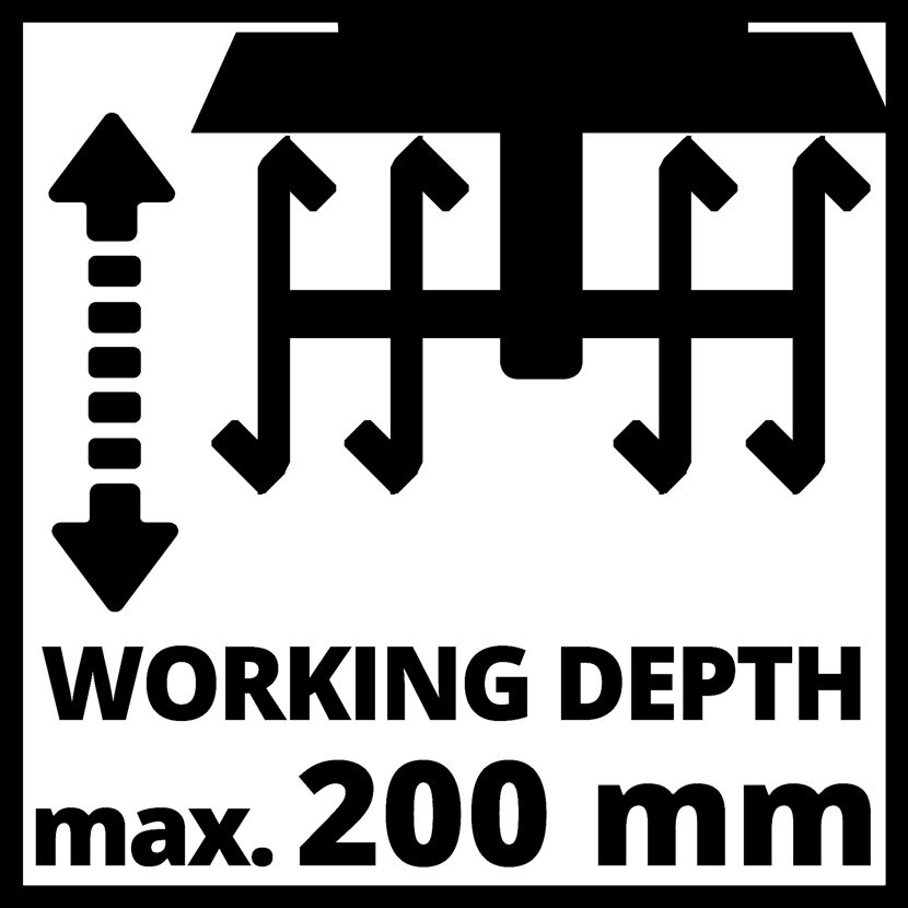 Maximale Arbeitstiefe von 200 mm