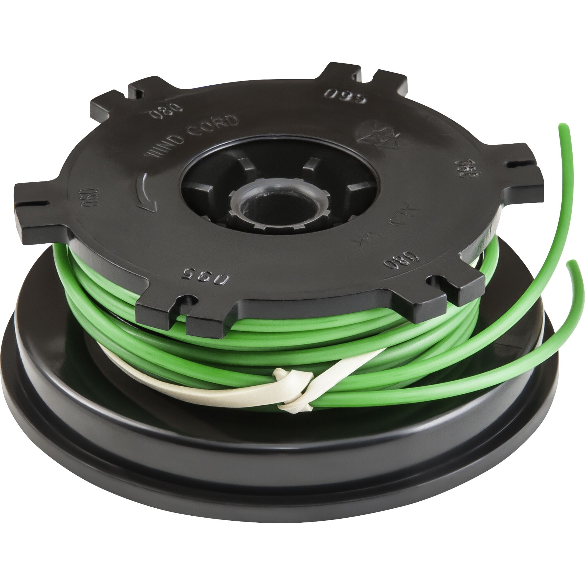 Fadenspule für Rasentrimmer mit grünem Faden