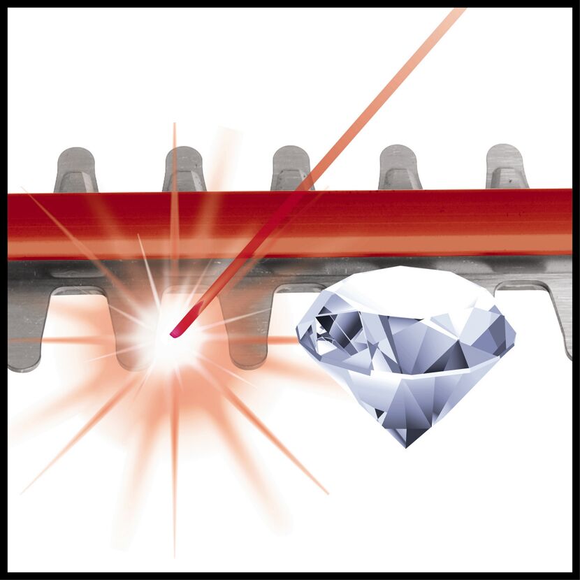 Laserschliff einer Heckenschere mit Diamant