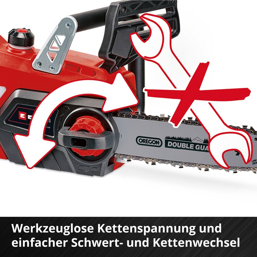 Werkzeugloser Kettenwechsel an Kettensäge