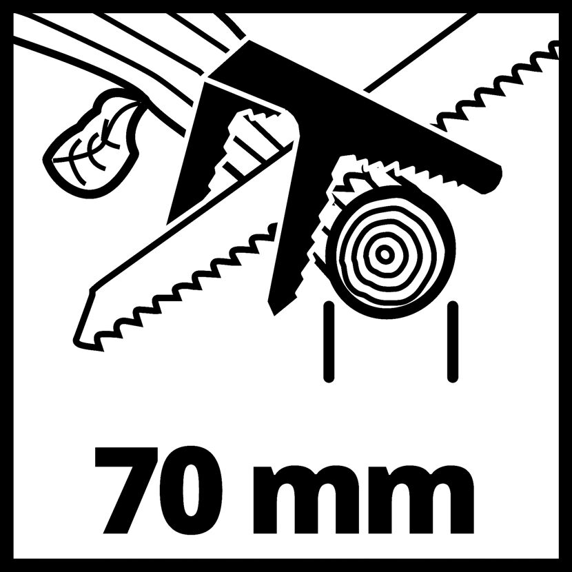 Astsäge schneidet Ast mit 70 mm Durchmesser