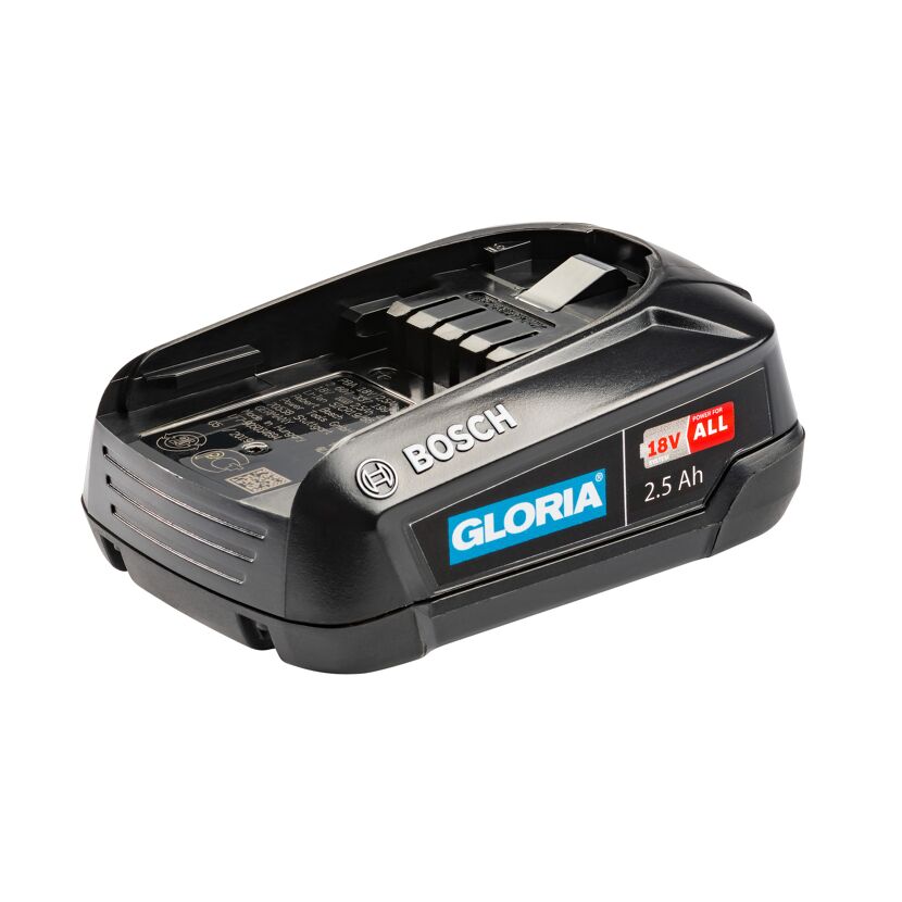 Schwarzer GLORIA Ersatzakku 18V 2,5 Ah Power4all von Bosch