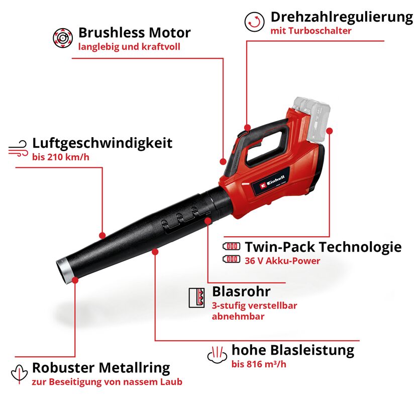 Akku-Laubbläser GE-LB 36 210 von Einhell
