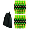 Zwei grüne und gelbe Bürsten und eine schwarze Schutzkappe