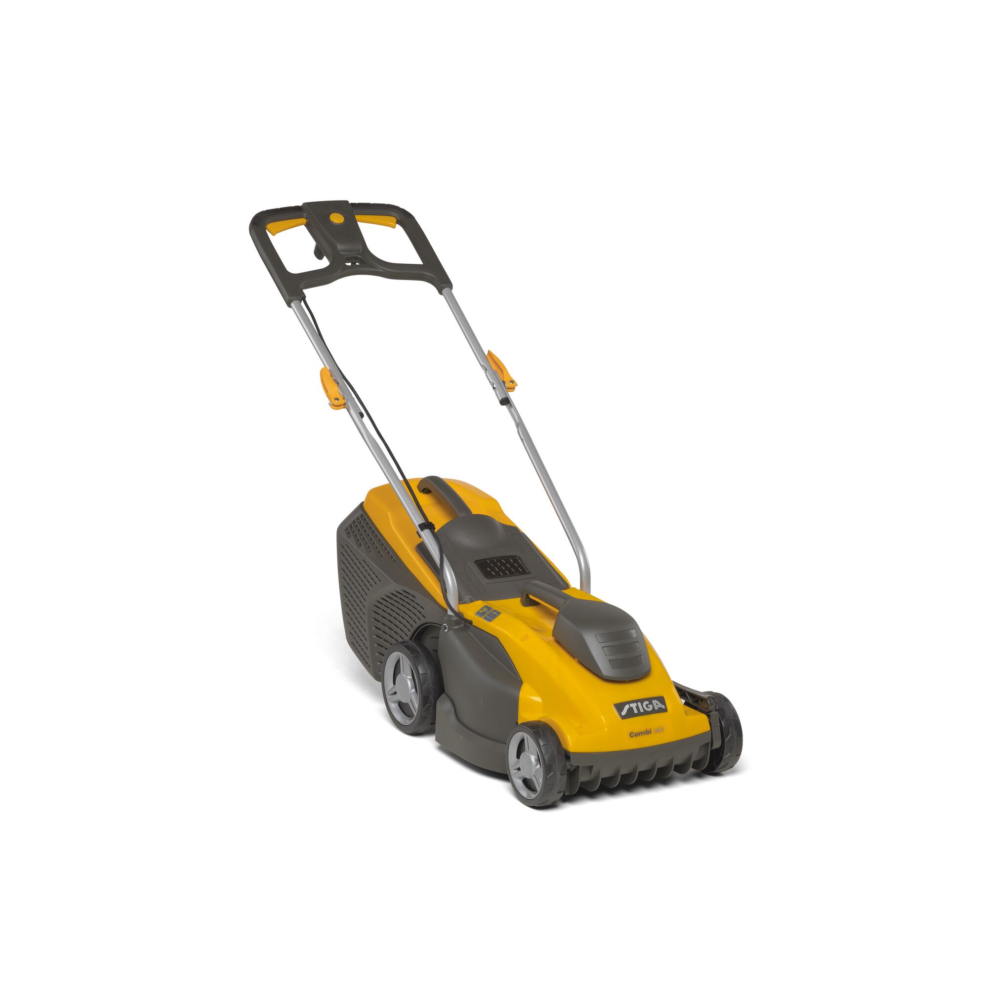 Gelber Elektro-Rasenmäher STIGA Combi 36 E